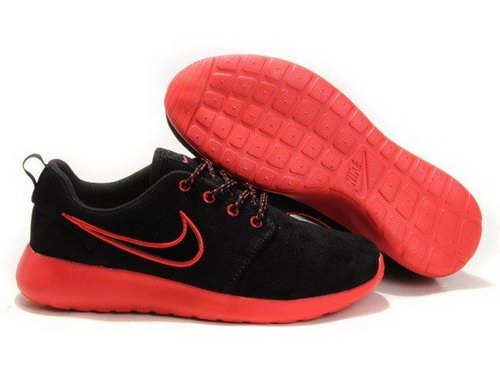 New Arrival Mens Nike Roshe Running Shoes Wool Skin Comfort Casual Back Red On Sale